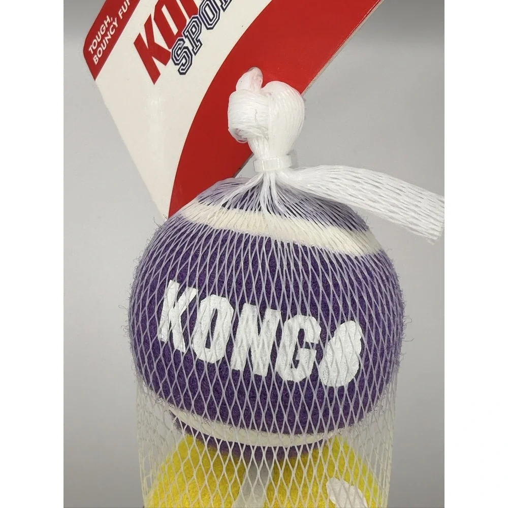 KONG Sport Balls ABSP23 Dog Toy Medium Rubber 3-Pack Purple Yellow Teal
